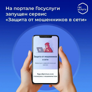  НА ГОСУСЛУГАХ РАБОТАЕТ СЕРВИС «ЗАЩИТА ОТ МОШЕННИКОВ В СЕТИ»