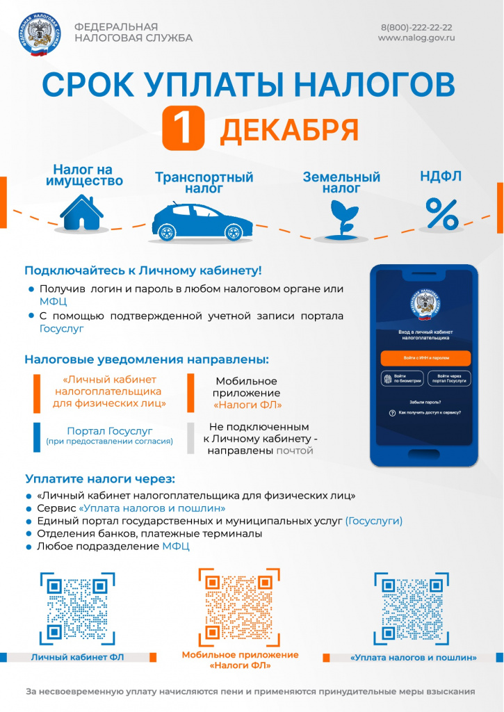 листовка о сроках уплаты налогов